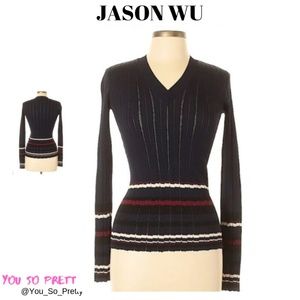 Grey by Jason Wu V-Neck Striped Sweater NWOT